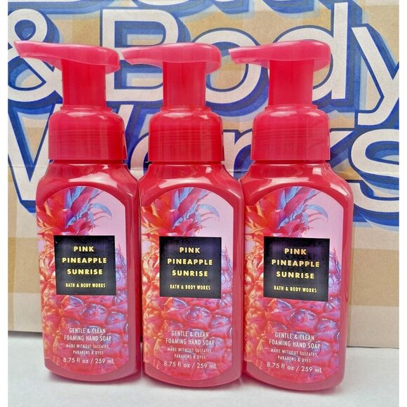 BATH & BODY WORKS GENTLE & FOAMING HAND SOAP PINK PINEAPPLE SUN 3-PACK - Picture 1 of 4